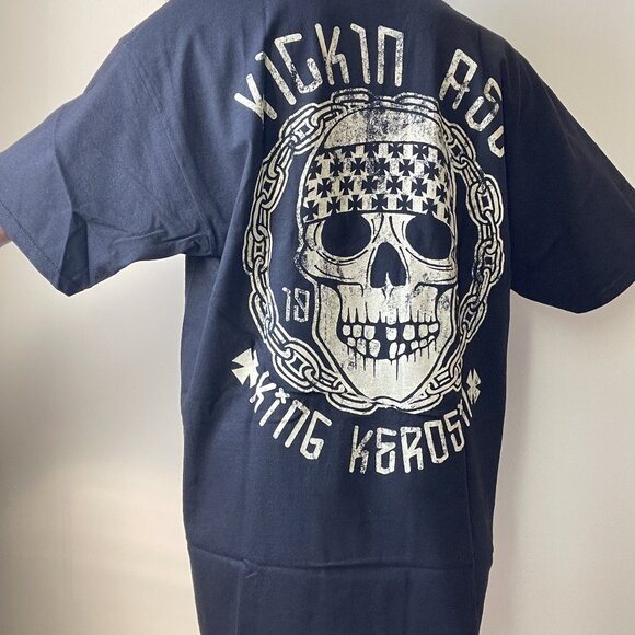 Men's Kicking Ass Biker Skull graphic print Black Tee - X-Large - Picture 5 of 5